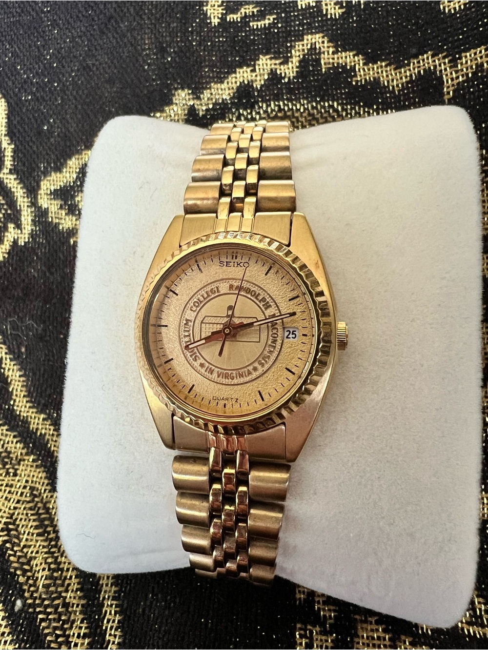 Seiko Gold Tone Randolph Macon College Watch with Champagne Dial